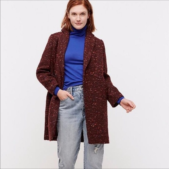 J Crew Daphne Topcoat Burgundy Tweed Multi 6